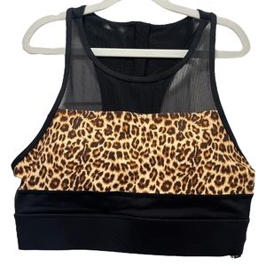 NEW Zyia 1706 Black leopard all star bra Size L NWT